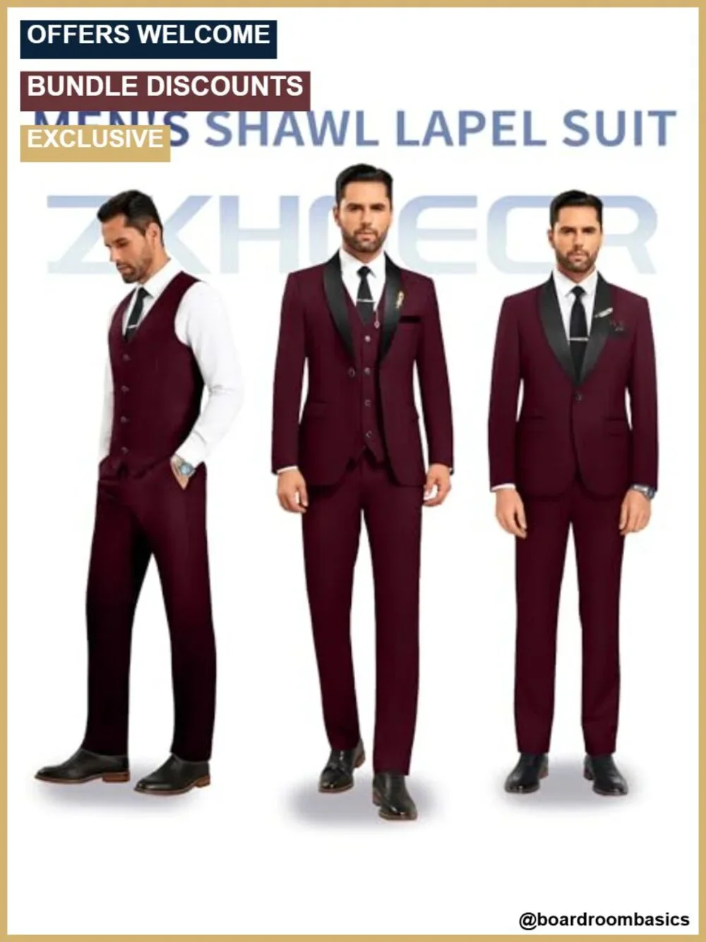 Men's 4 Piece Slim Fit Tuxedo Suit 80% Polyester 20% Viscose Shawl Lapel